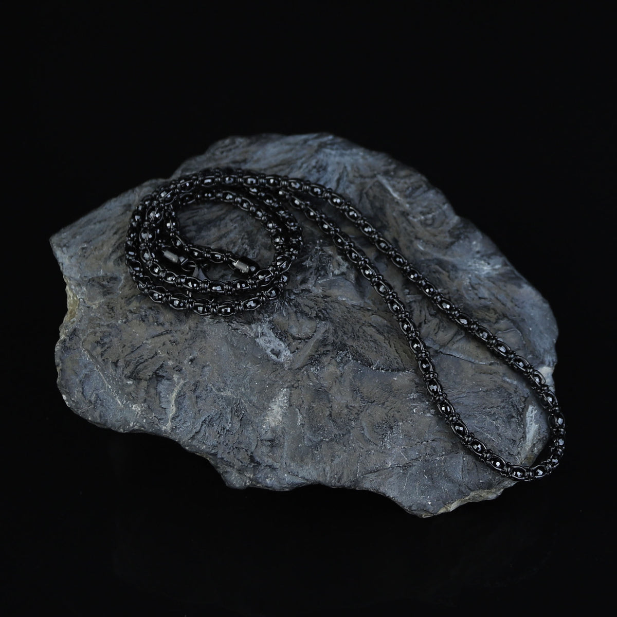 925 Sterling Silver Black Onyx Bead Chain Necklace for Men