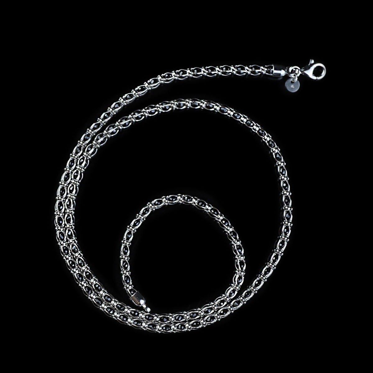 925 Sterling Silver Black Onyx Chain Necklace for Men