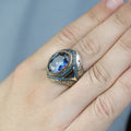 925 Silver Mystic Topaz Ring, Men Handmade Ring, Turkish Handmade Silver Men Ring, Colorized Stone Ring