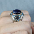 Silver Blue Tiger Eye Stone Ring, 925 Handmade Tiger Eye Gemstone Ring, Handmade Sterling Silver Ring
