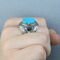 925 Sterling Silver Turquoise Ring, Men Turquoise Ring, Handcrafted Ottoman Men Ring, Vintage Men Handmade Ring
