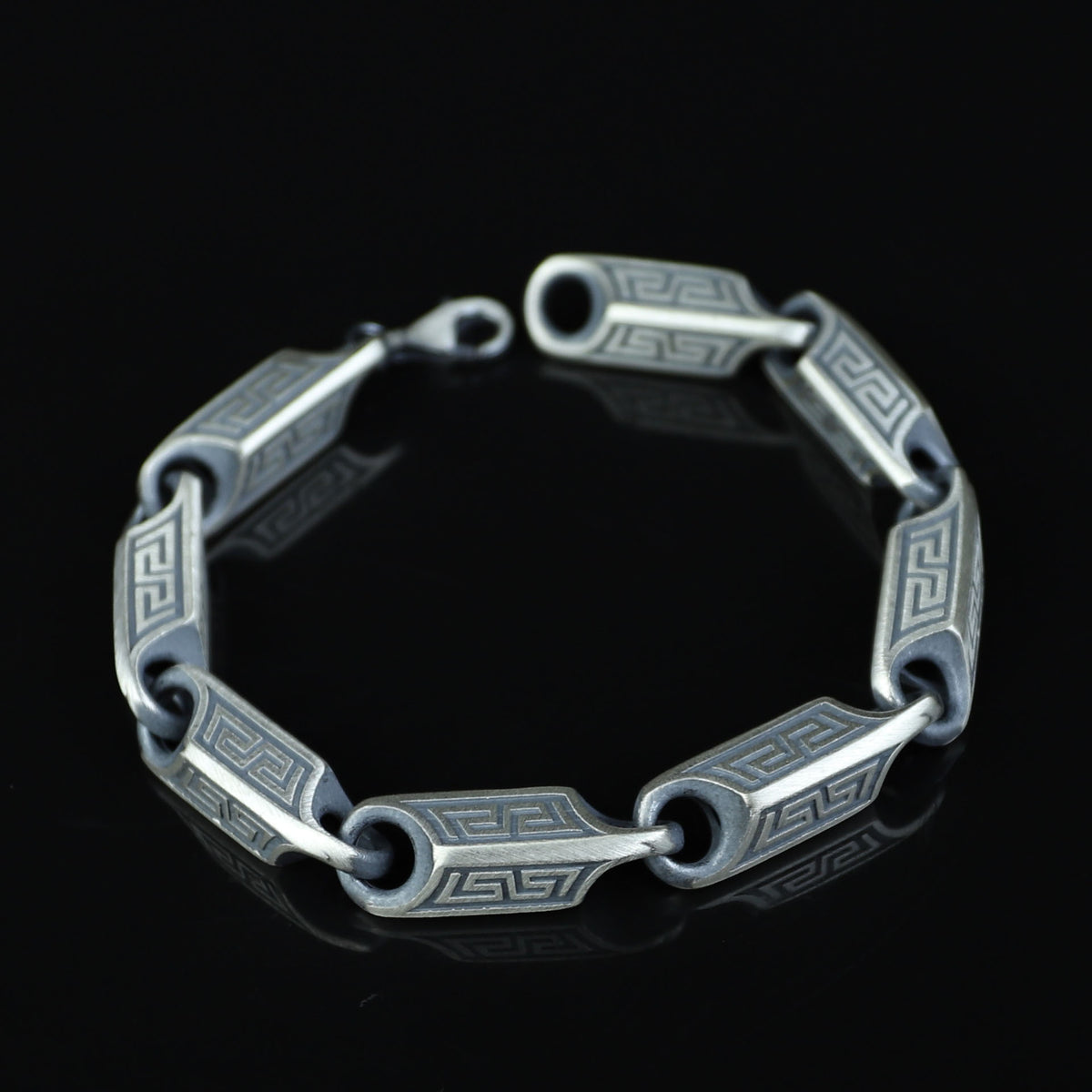 Solid Silver Handmade Greek Chain 10MM Solid Silver Greek Bracelet