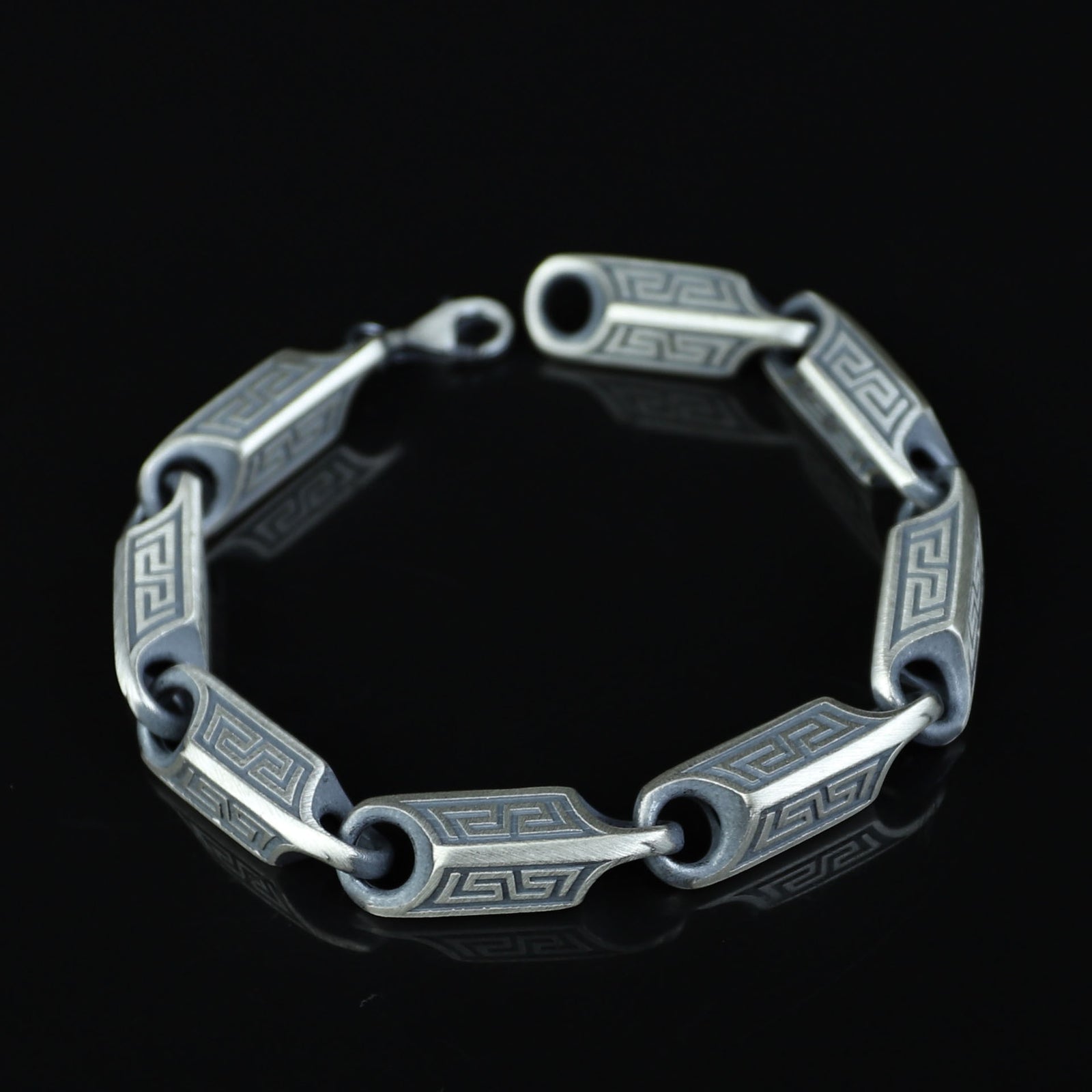 Solid Silver Handmade Greek Chain 10MM Solid Silver Greek Bracelet