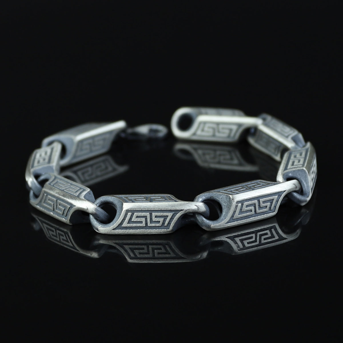 Solid Silver Handmade Greek Chain 10MM Solid Silver Greek Bracelet
