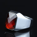 925 Sterling Silver Red Garnet Ring for Men