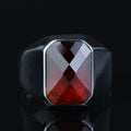 925 Sterling Silver Red Garnet Ring for Men