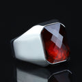 925 Sterling Silver Red Garnet Ring for Men