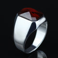 925 Sterling Silver Red Garnet Ring for Men