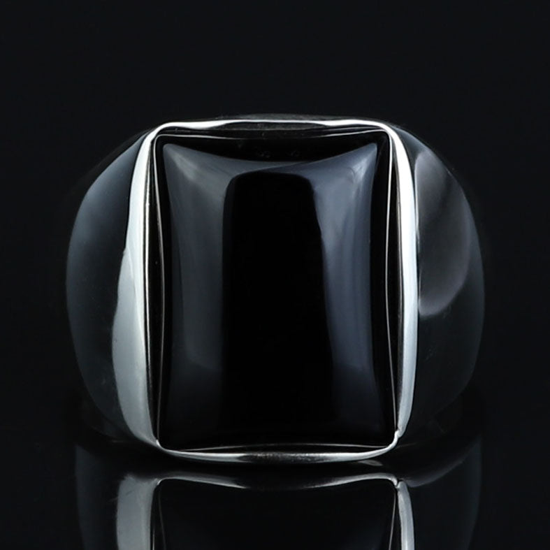 925 Sterling Silver Black Onyx Signet Ring for Men