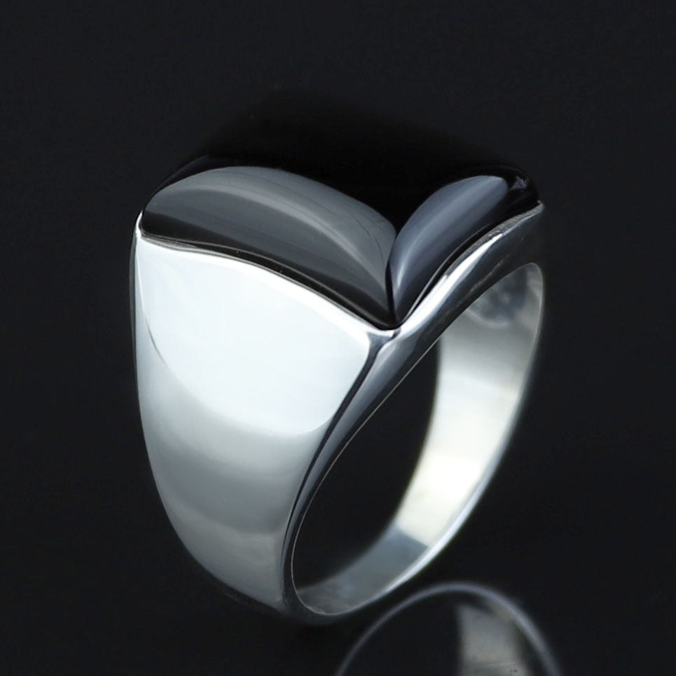 925 Sterling Silver Black Onyx Signet Ring for Men