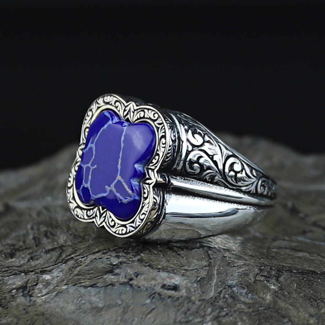 Men Handmade Lapis Lazuli Gemstone Turkish Handmade Ring