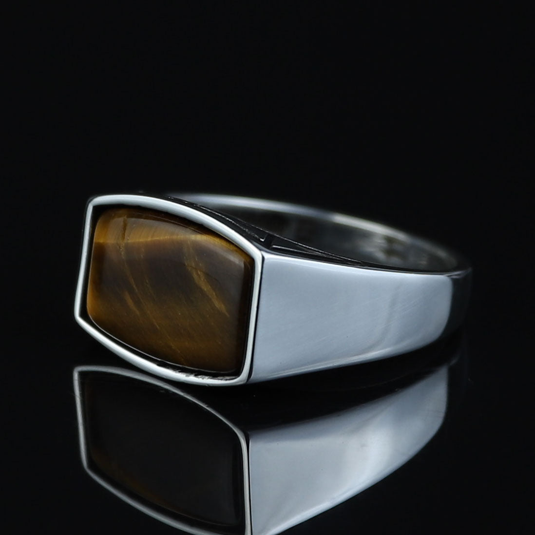 925 Sterling Silver Tiger Eye Signet Ring