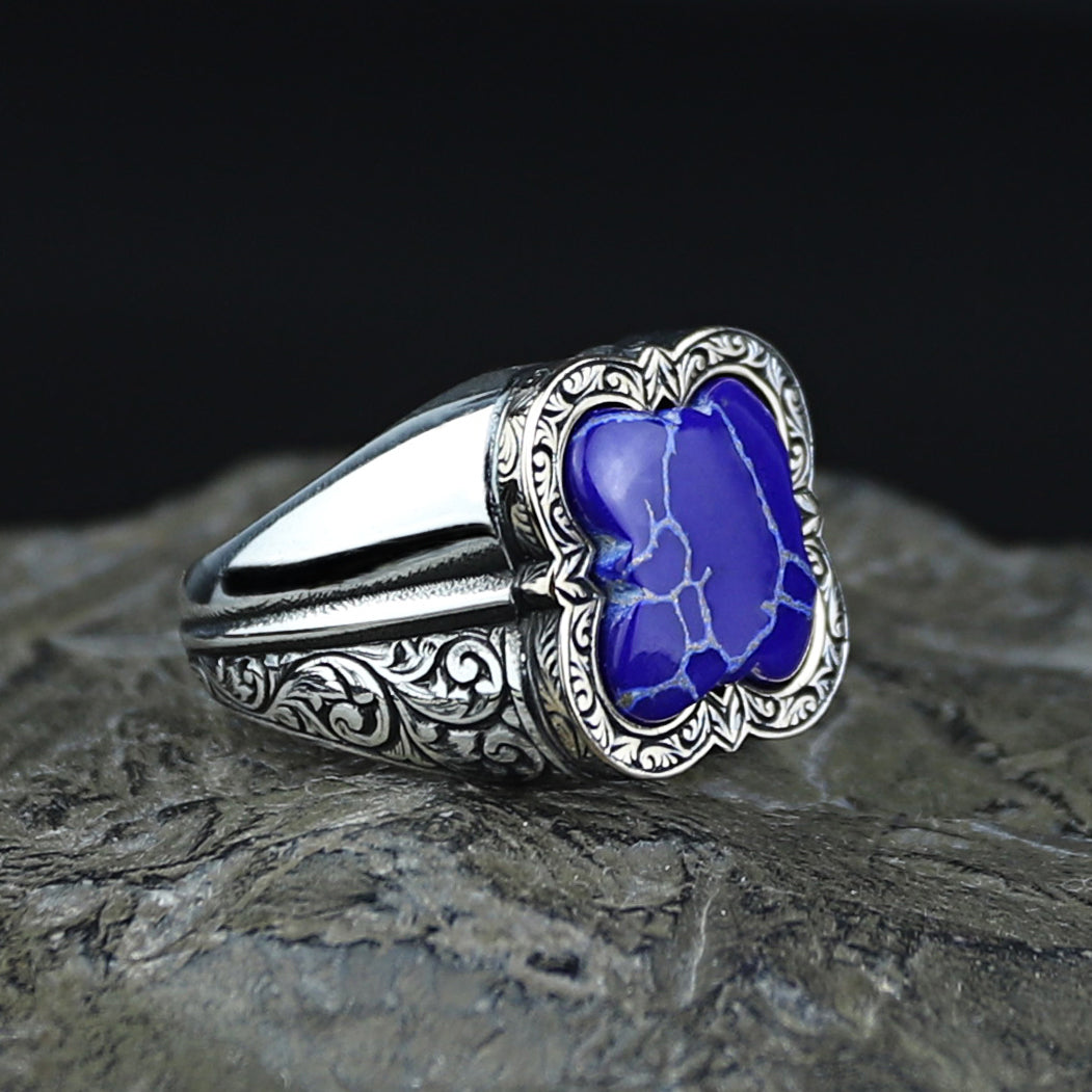 Men Handmade Lapis Lazuli Gemstone Turkish Handmade Ring