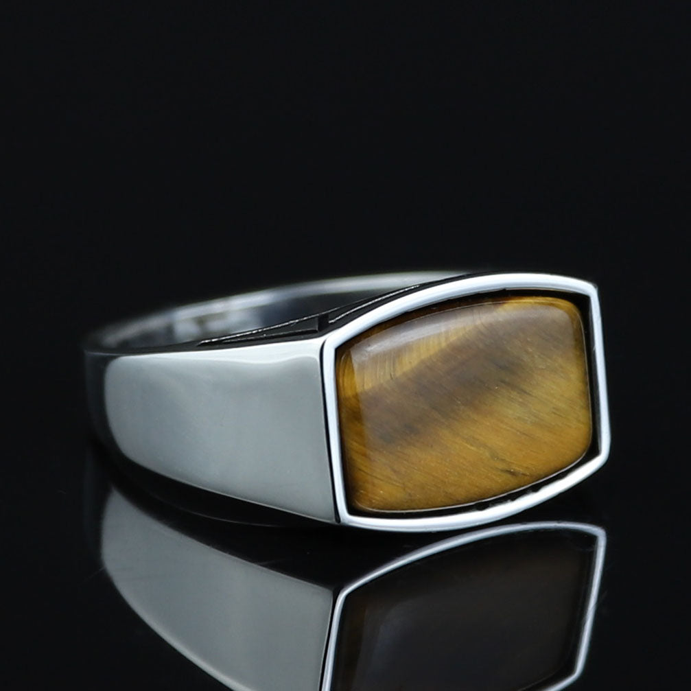 925 Sterling Silver Tiger Eye Signet Ring