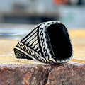 Handgemachter Silberring mit schwarzem Onyx-Edelstein für Männer
