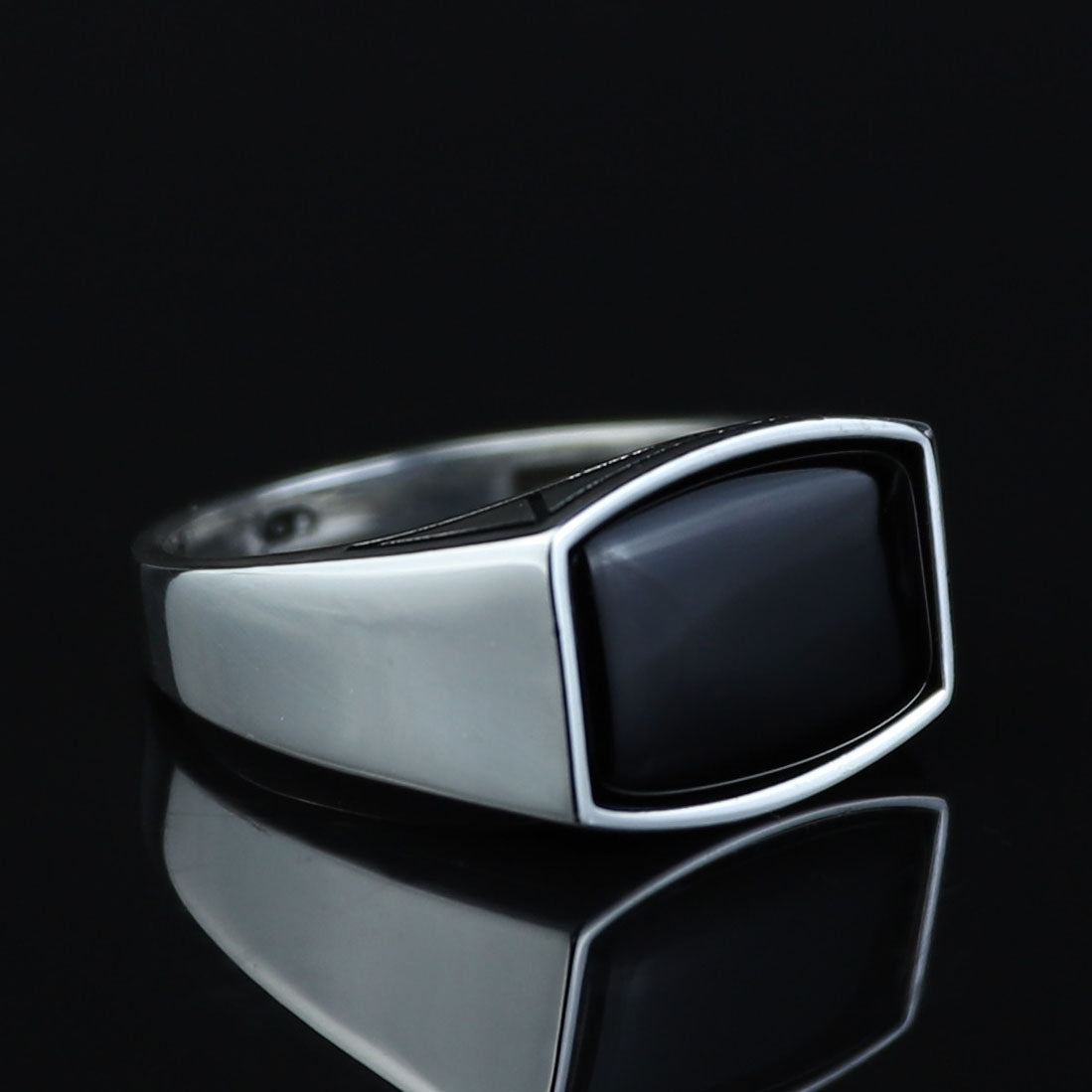 925 Sterling Silver Black Onyx Signet Ring