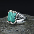 Men Handmade Malachite Gemstone Ottoman Style Ring