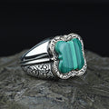 Men Handmade Malachite Gemstone Ottoman Style Ring