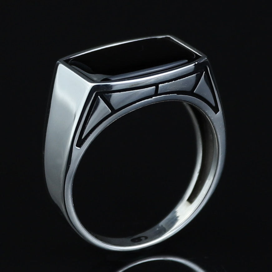 925 Sterling Silver Black Onyx Signet Ring
