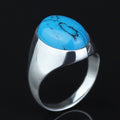 925 Sterling Silver Oval Turquoise Ring – Unisex Turkish Design