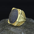 Men Handmade Gold Sapphire Gemstone Ottoman Style Ring