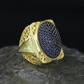 Men Handmade Gold Sapphire Gemstone Ottoman Style Ring