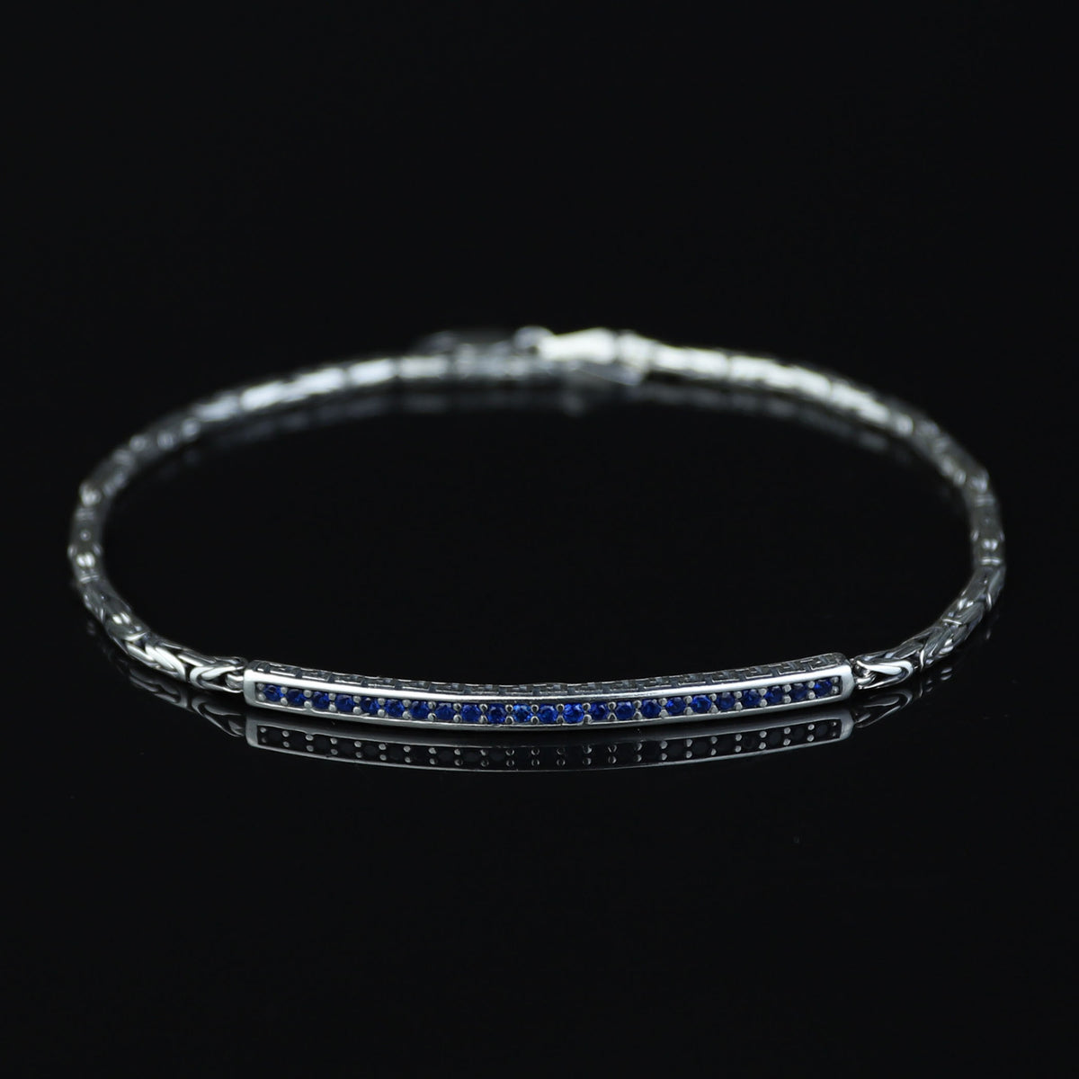 925 Sterling Silver Byzantine Sapphire Gemstone Bracelet for Men