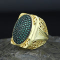 Men Handmade Gold Large Emerald Gemstone Ring