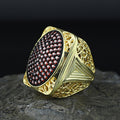 Men Handmade Gold Large Ruby Gemstone 925 Silver Ring