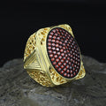Men Handmade Gold Large Ruby Gemstone 925 Silver Ring