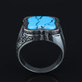 925 Silver Men Handmade Blue Turquoise Gemstone Ring