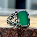 Men Handmade Green Agate Stone Ring