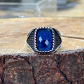 Männer Blau Zirkon Minimal Saphir Stein Ring