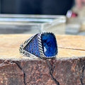Männer Blau Zirkon Minimal Saphir Stein Ring