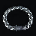 925 Sterling Silver 11mm Black CZ Cuban Bracelet for Men