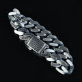 925 Sterling Silver 15mm Black Onyx Cuban Chain Bracelet for Men