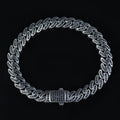 925 Sterling Silver 9mm Black Onyx Cuban Link Bracelet for Men