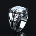 Men Handmade White Turquoise Gemstone Sterling Silver Ring