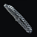 925 Sterling Silver 9mm Black Onyx Cuban Link Bracelet for Men