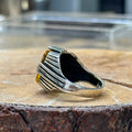 Men Handmade Square Yellow Citrine Gemstone Ring