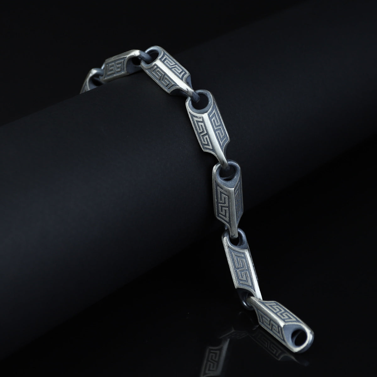 Solid Silver Handmade Greek Chain 10MM Solid Silver Greek Bracelet