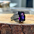 Men Handmade Square Zircon Sapphire Ring