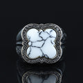 Men Handmade White Turquoise Gemstone Sterling Silver Ring