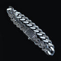 925 Sterling Silver 12mm Black CZ Cuban Chain Bracelet for Men