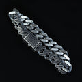 925 Sterling Silver 13mm Black Onyx Cuban Chain Bracelet for Men
