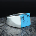 925 Sterling Silver Square Turquoise Signet Ring