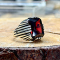 Anillo hecho a mano con piedra granate rubí para hombre