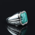 Men Handmade Malachite Gemstone Ottoman Style Ring