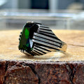 Men Handmade Square Emerald Gemstone Ring
