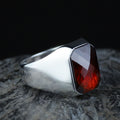 925 Sterling Silver Red Garnet Ring for Men